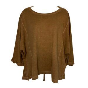 Oversized Poetry Womens Top Hemp & Cotton Blend Loose Fit Tan Color 12 L Boxy